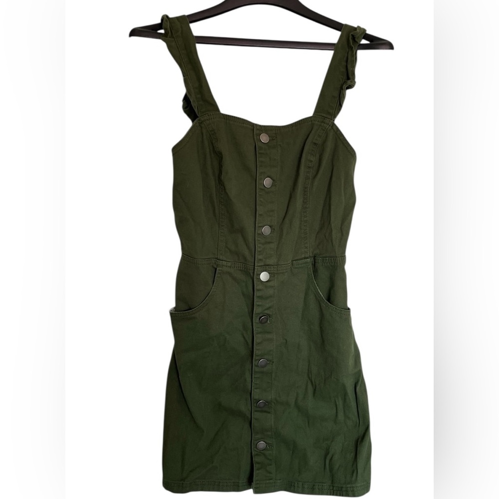 Green Button-up Romper Dress